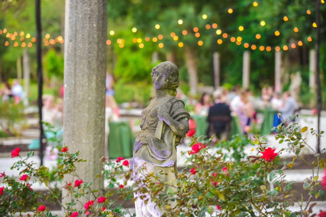 Ringling Rose and Wine Garden with Statue: Sarasota Catering  - Weddings in Sarasota - Culinary Creations by Metz